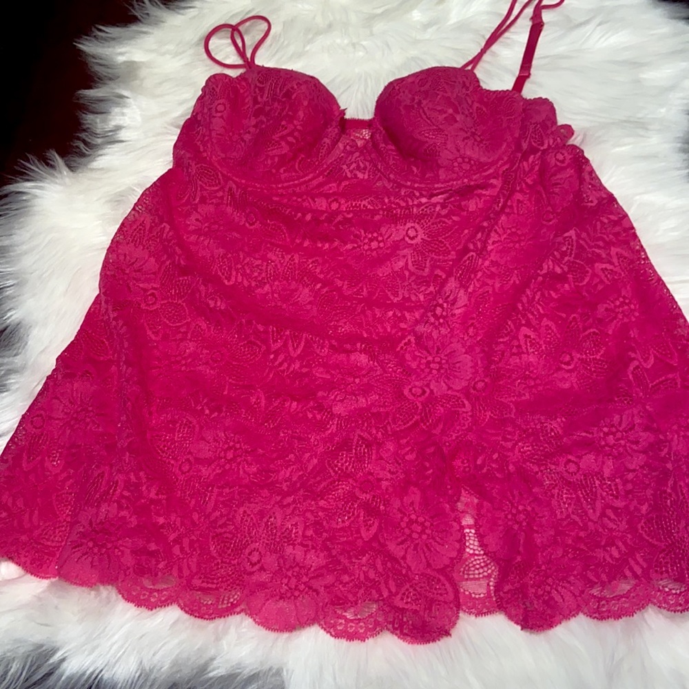 VS Victoria’s Secret pink slip floral size L large like new nighty night dress - Picture 5 of 9